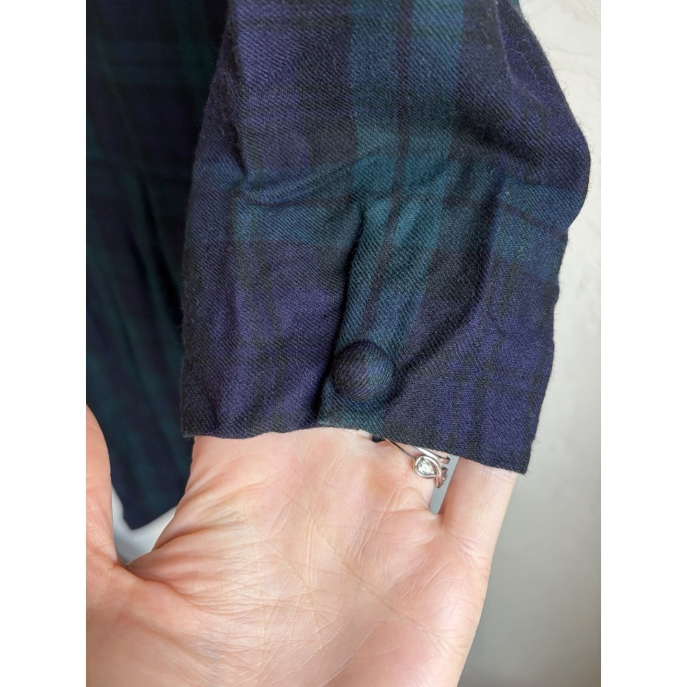 Vintage 80s Laura Ashley Wool Tartan Plaid Drop Waist Dress 12 Lace Collar UK - Picture 10 of 11